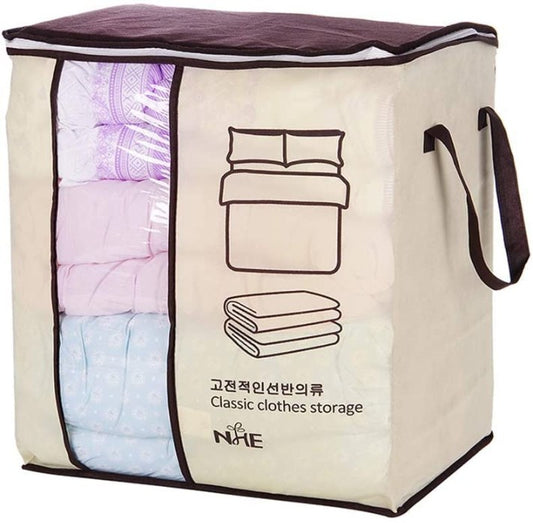 BIG SIZE NON WOVEN CLOTH / BLANKET ORGANIZER WITH ZIP & GRIP ((29*45*49CM) (X314)