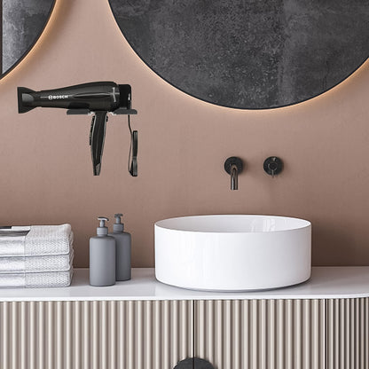 Hair Dryer Holder Wall Mounted Space Plastic Drill Blow Dryer Organizer Rack For Hair Tool Bedroom Bathroom (X1026)