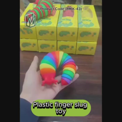MKK-43-3D Rainbow Color Plastic Slug Fidget Toys, Stress Relieving Toy, Sensory Slug Toy for Boys and Girls, Finger slug Toy, for Autistic, Caterpillar Fidget Toys Stress Relief Gifts for Toddlers Kids Adults  (1 Pc)
