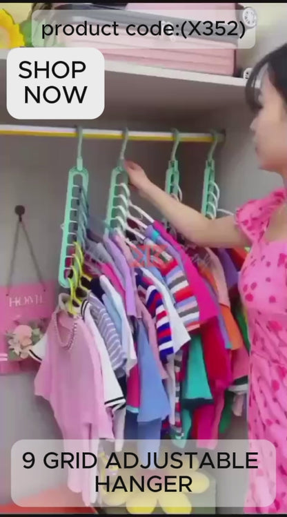 9 Hole Plastic Hanger Hanging hook Indoor Wardrobe Clothes Organization (X352)