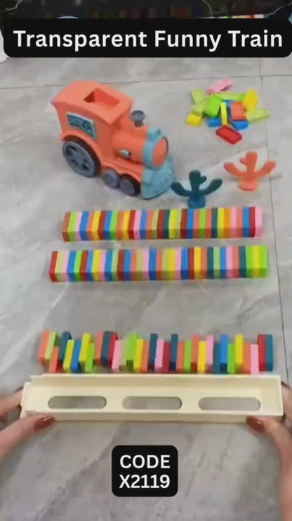 Play Game Transparent Funny Train Engine with Blocks Set 60 Blocks Toy with Music and Lights Automatic Blocks Toy Train Set for Kids ( Batteries not included) (X2119)