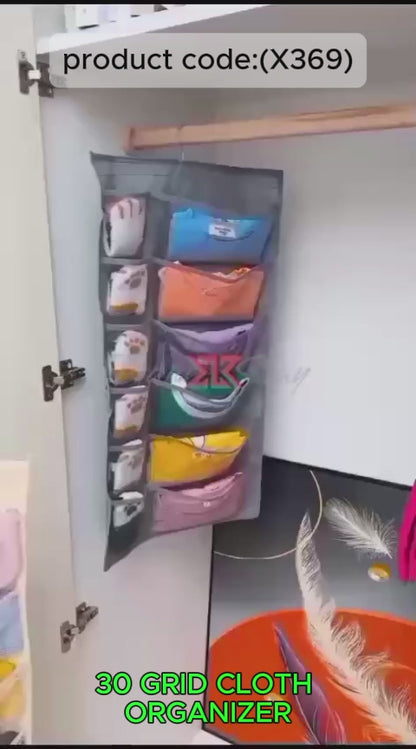 30 GRID CLOTH ORGANIZER WITH HANGER (X369)
