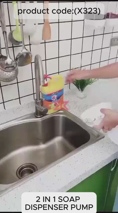 2-in-1 Liquid Soap Dispenser on Countertop with Sponge Holder (X323)