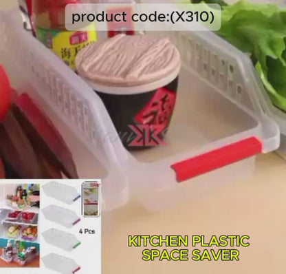 KITCHEN PLASTIC SPACE SAVER ORGANIZER BASKET RACK- 4 PCS (X310)