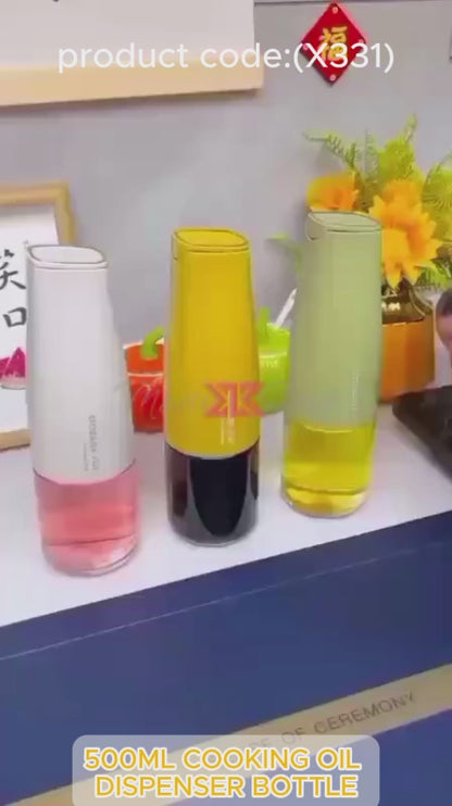 Oil Dispenser, 500ml Cooking Oil Dispensing Cruets, Oil Bottle with Automatic Open Lid, (500 ML) (X331)