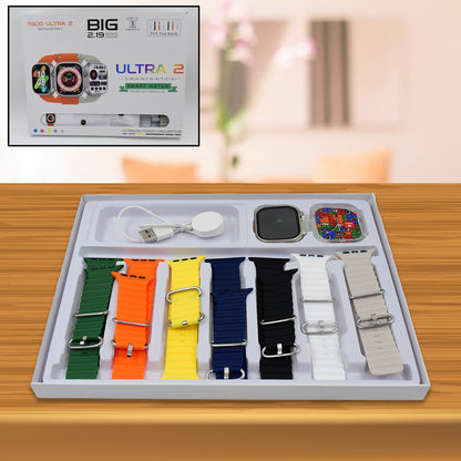 7 In 1 Ultra Smart Watch Combo With Seven Classic Straps  Transparent Screen Guard (1 Set  Mix Color) (MKK-X62)