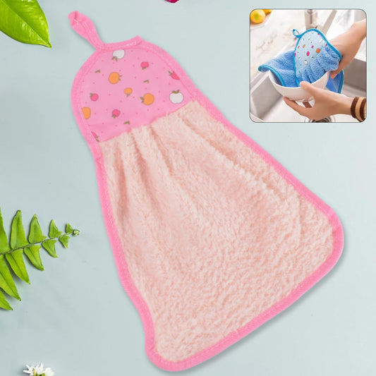 Microfiber Wash Basin Hanging Hand Kitchen Towel Napkin With Loop (X978)