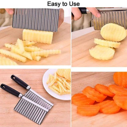 Stainless Steel Vegetable Salad Chopping Knife Crinkle Cutters (X427)