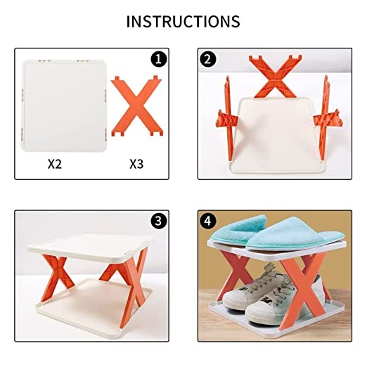 4 Layer Shoes Stand Shoe Tower Rack Suit For Small Spaces Closet Small Entryway  (X272)