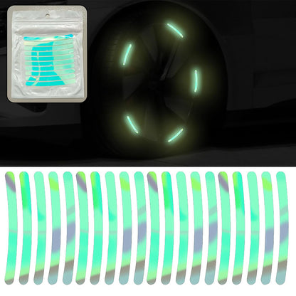Car Wheel Hub Reflective Car Stickers Night Warning Stickers (20 Pcs Set Multicolored) (X9999-ND)