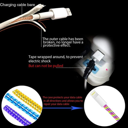 Metallic Finish Cable Spiral Protectorwire Repairpet Cord Protectorheadphone Saver Cable Wrapcover For Mac Charging Cable (X920)