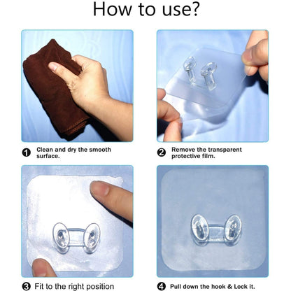 Transparent Self Adhesive Hook Seamless Drill Free Removable Wall Mounted Hanger As Toothbrush Holder Power Plug Socket Holder Waterproof And Oil Proof (1 Pc) (X801)