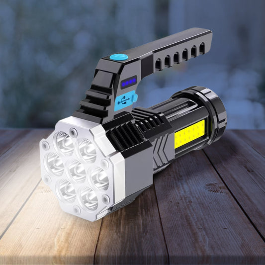 Portable Flashlight  Torch  Cob 7led Hand Light Usb Rechargeable Light With Side Light (1 Pc) (X657)