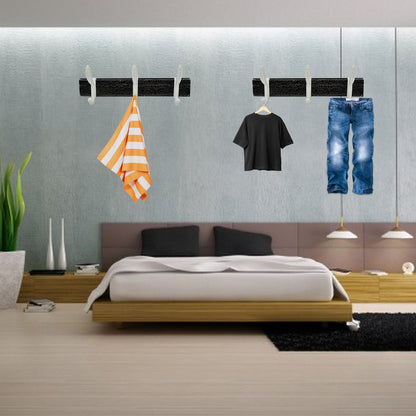 MKK-21-Cloth hanger, Wall Door Hooks Rail for Hanging Clothes for Hanging Hook Rack Rail, Extra Long Coat Hanger Wall Mount for Clothes, Jacket, Hats, 6 Hook
