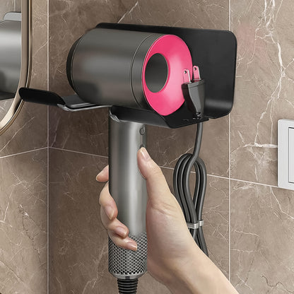 Hair Dryer Holder Wall Mounted Space Plastic Drill Blow Dryer Organizer Rack For Hair Tool Bedroom Bathroom (X1026)